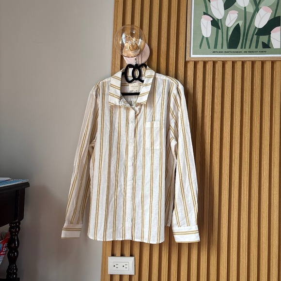 Sezane Tomboy Shirt Ocre Ecru - Size 42 - Picture 2 of 2